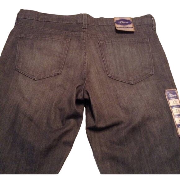 OLD NAVY Dark Gray Diva Cut Distressed Jeans Size 12 Retro Mid Rise NEW - Picture 2 of 7